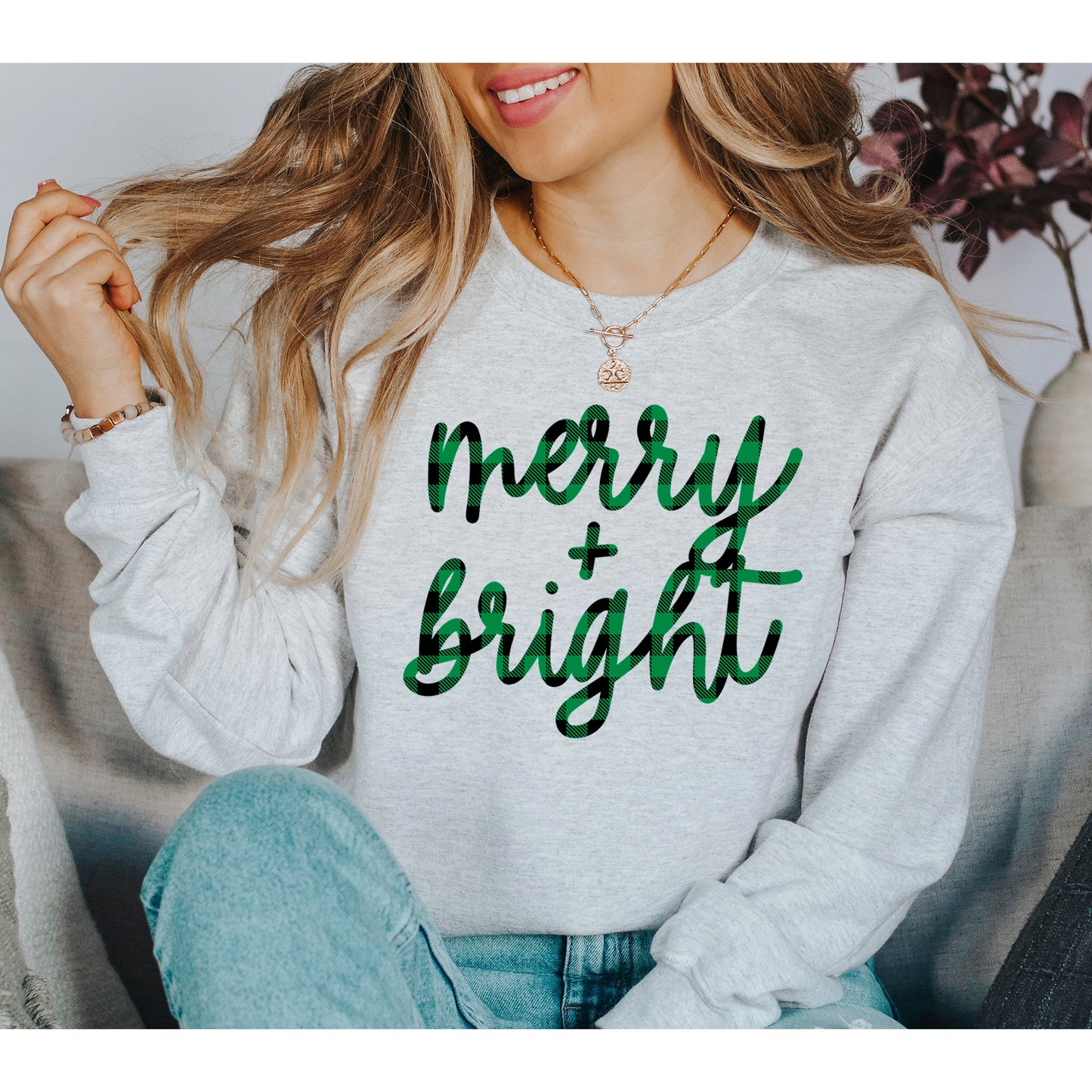 Merry + Bright Buffalo Plaid Sweatshirt