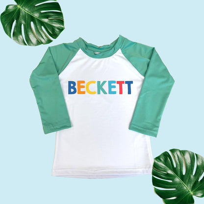 Boys Colorful Name Rash Guard