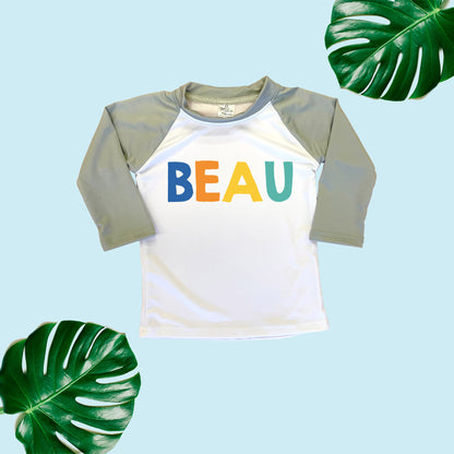 Boys Colorful Name Rash Guard