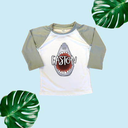 Boys Shark Personalized Rash Guard