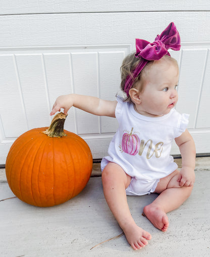 Pink & Gold Pumpkin "One" Bubble