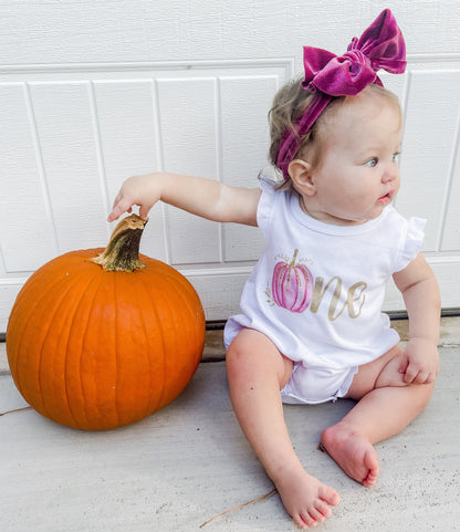 Pink & Gold Pumpkin "One" Bubble