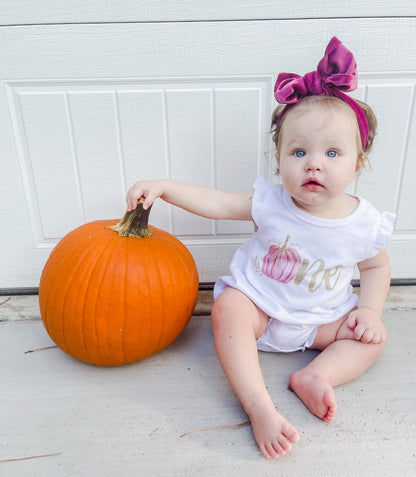 Pink & Gold Pumpkin "One" Bubble