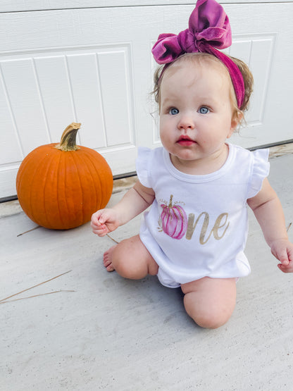 Pink & Gold Pumpkin "One" Bubble
