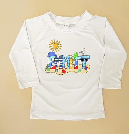 Boys Beach Alpha name personalized rash guard