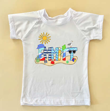 Boys Beach Alpha name personalized rash guard