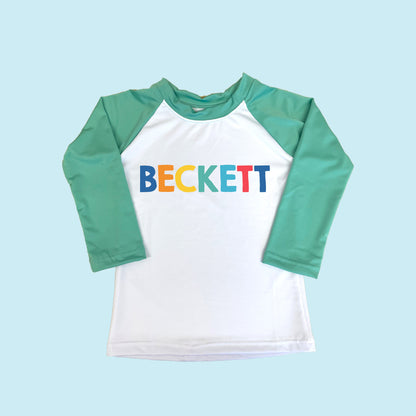Boys Colorful Name Rash Guard