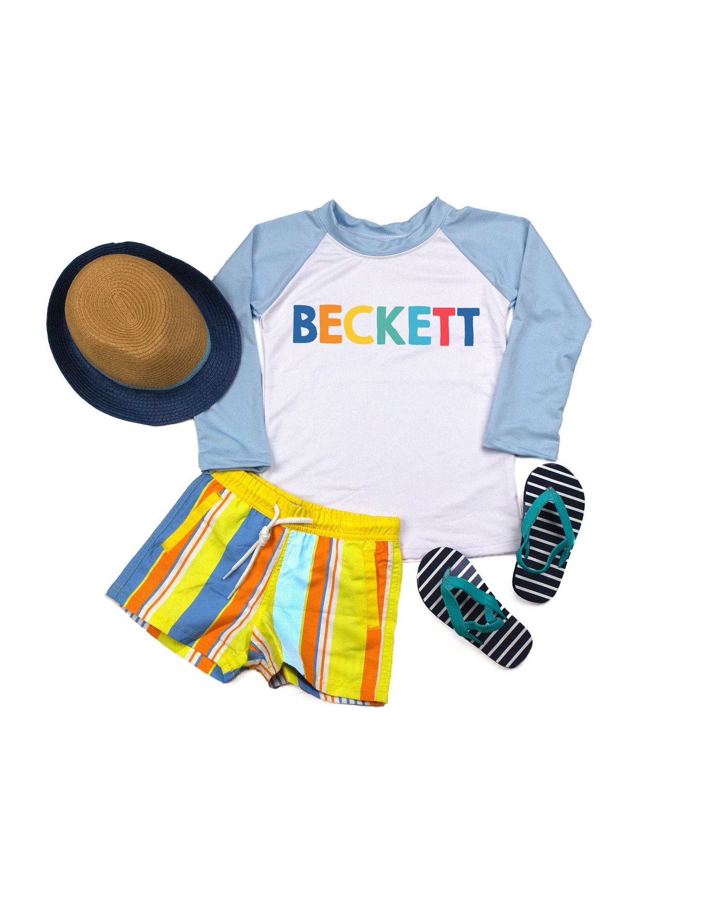 Boys Colorful Name Rash Guard