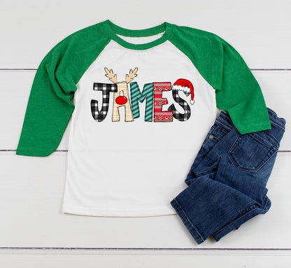 Christmas Alpha Name Tee - Ruffle