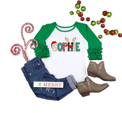 Christmas Alpha Name Tee - Ruffle