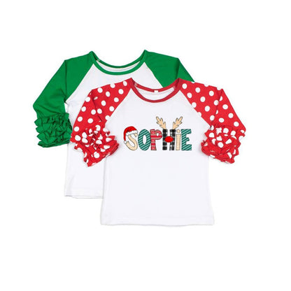 Christmas Alpha Name Tee - Ruffle