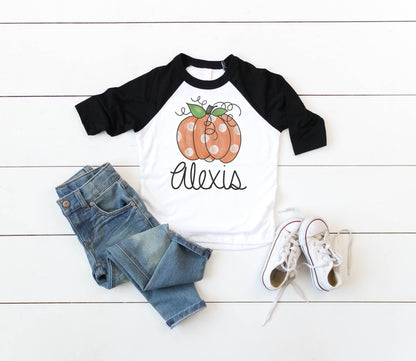 Personalized Polka Dot Pumpkin Shirt