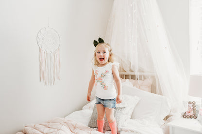 Girls Floral Monogram Top