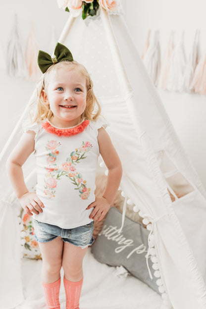 Girls Floral Monogram Top