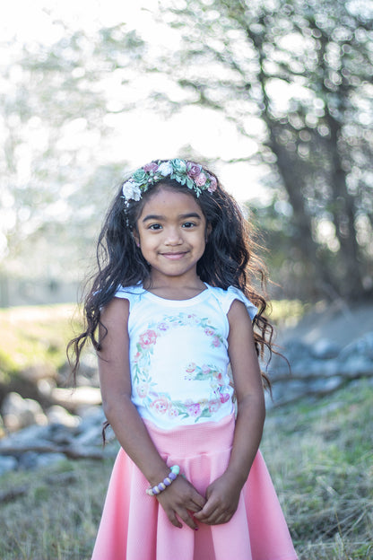 Girls Floral Monogram Top