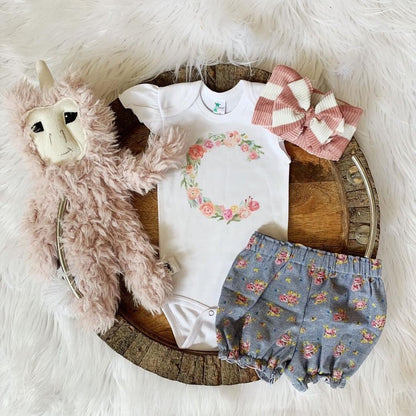 Girls Floral Monogram Top