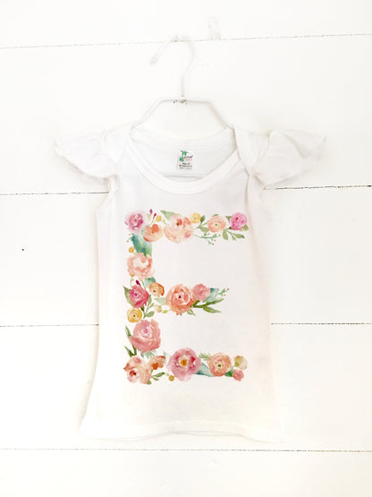 Girls Floral Monogram Top