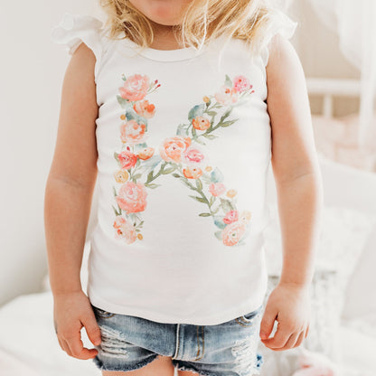 Girls Floral Monogram Top