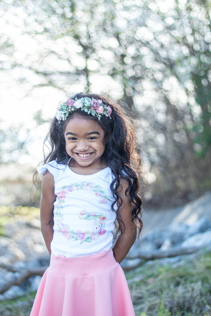 Girls Floral Monogram Top