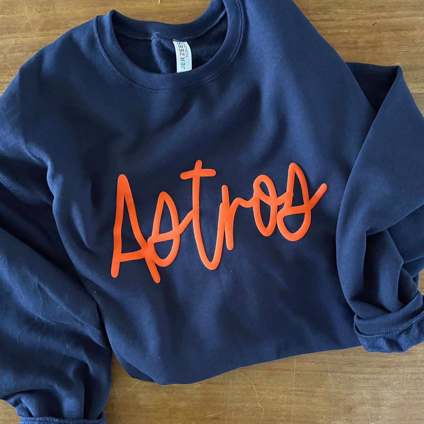 Adult Astros Navy Puff Vinyl Sweatshirt