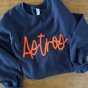Adult Astros Navy Puff Vinyl Sweatshirt – Marie & Company