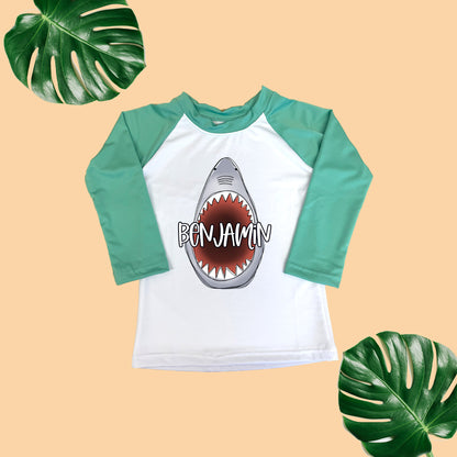 Boys Shark Personalized Rash Guard