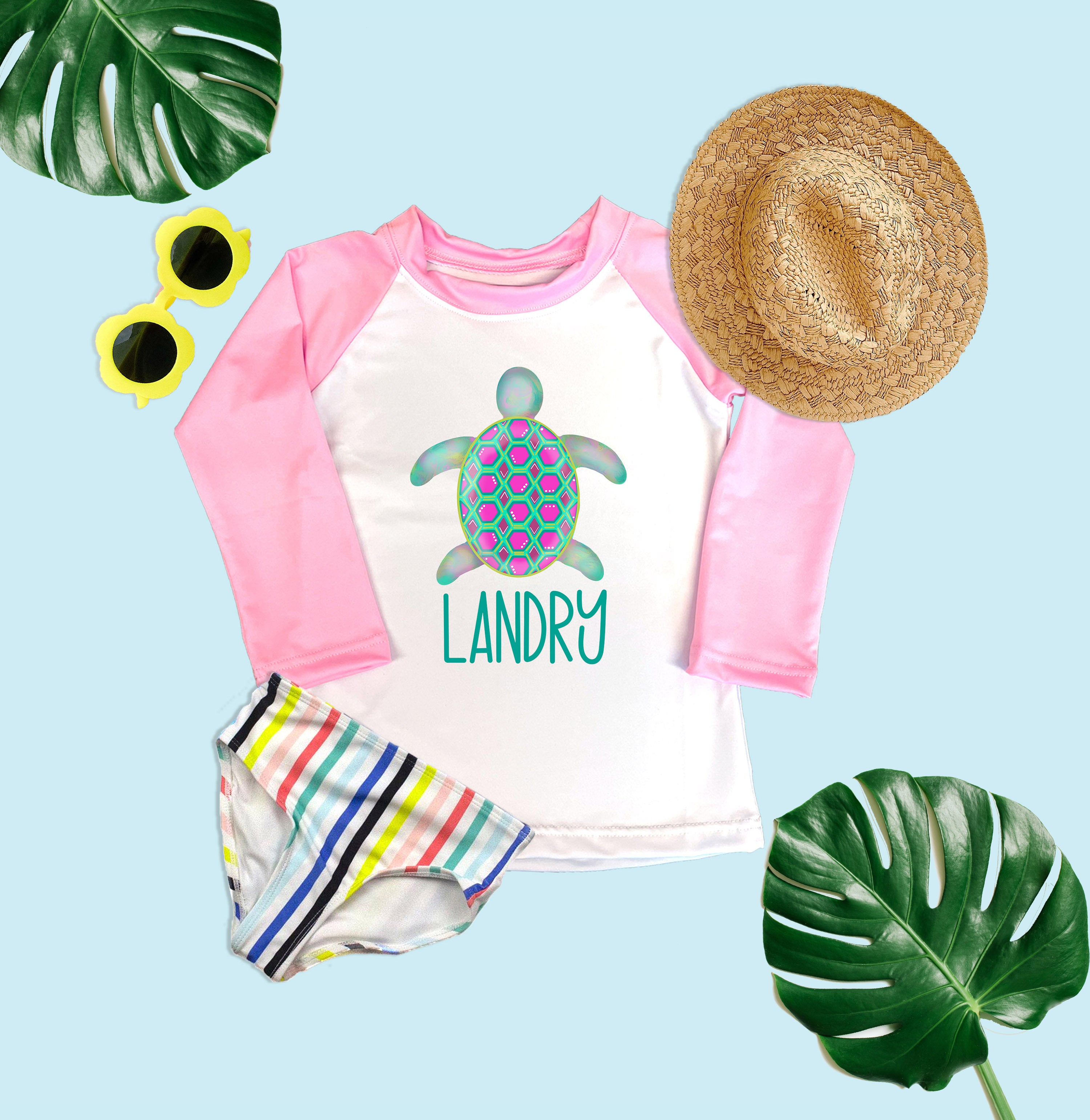 Turtle Rash Guard Sea Turtle Pink Long Sleeve Rash Guard – Marie & Company